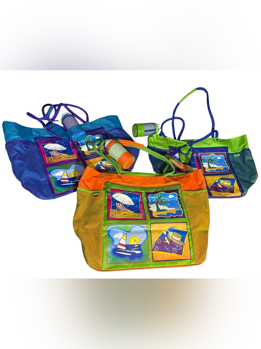Vintage Totes Beach Bag, Turquoise and Royal Blue - Picture 13 of 13